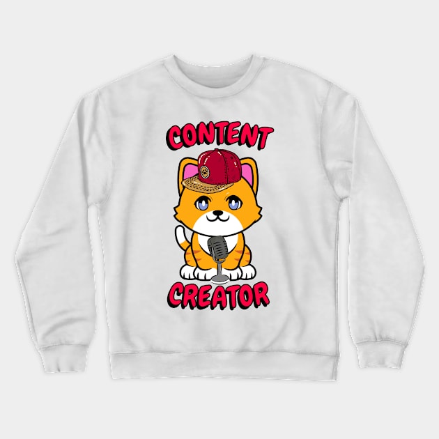 Cute orange cat is a content creator Crewneck Sweatshirt by Pet Station